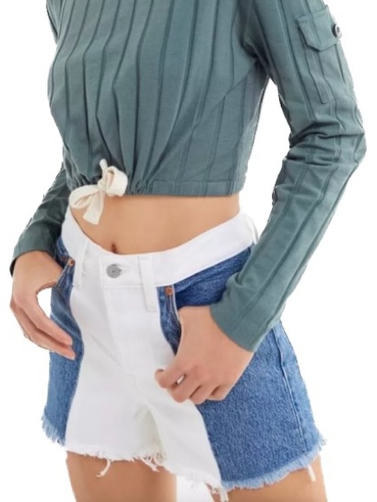 Levi's Pants - Levi’s Wedge Short Two-Tone White and Blue Denim Cutoff Shorts | Size 27